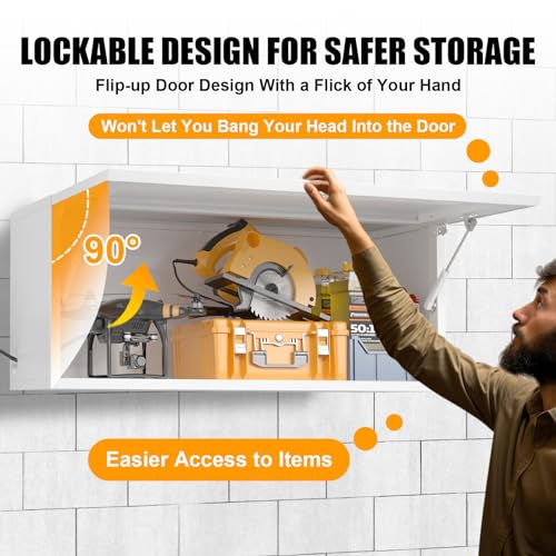 Metal Garage Storage Cabinet Wall Mount with Adjustable Shelf U429973