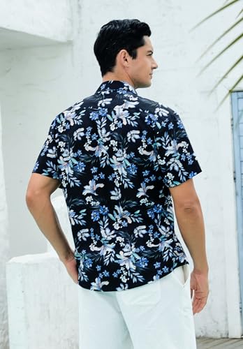 Men's Short Sleeve Floral Button Down Tropical Shirt I962