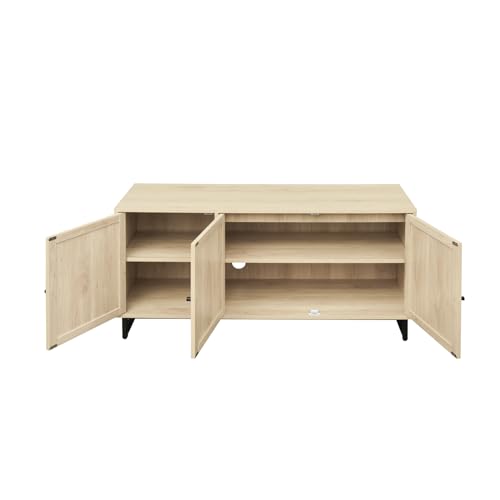 Rattan Sideboard Cabinet with 3 Doors & Metal Legs V412910