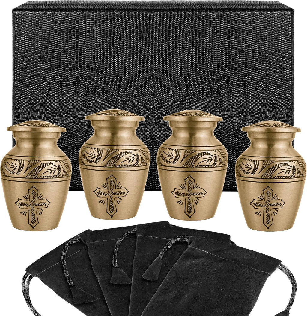 Cremation Urns, 0.75 Lbs., 2.75" x 1.75", Cross Bronze P513