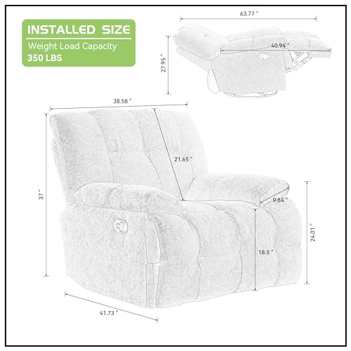 Yellow Soft Fabric Swivel Rocker Recliner Chair P793