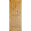 24 in. x 96 in. Knotty Alder 2 Panel Top Rail Arch with V-Groove Solid Wood Core Interior Door Slab E132538