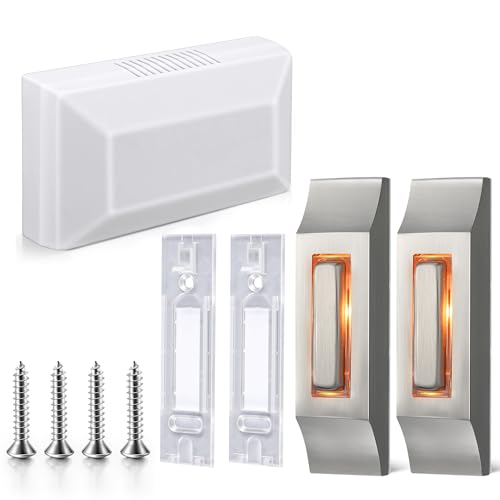 Wired Doorbell Chime Kit with 2 Lighted Metal Push Buttons, 16V 10VA 2 Sounds, Silver F34423