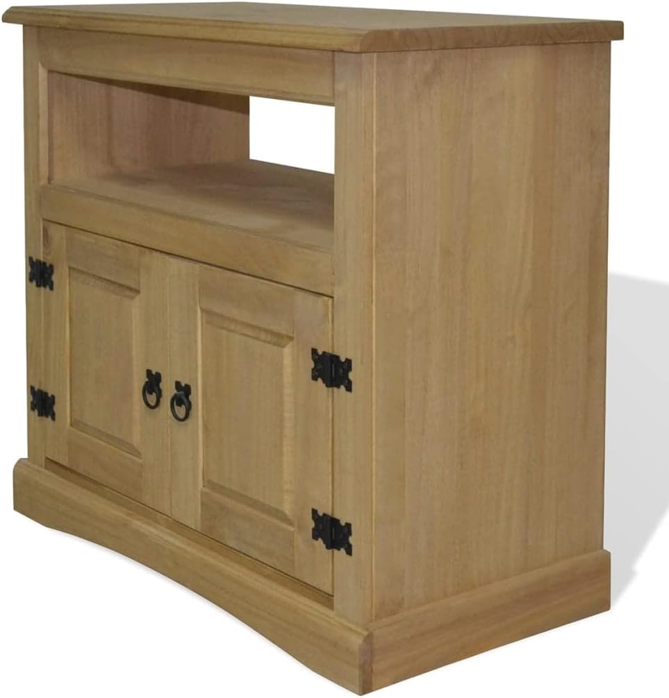 Rustic TV Cabinet with Storage Space, Mexican Pine, 31.5"x16.9"x30.7" E3137