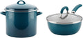 12 Quart Enamel on Steel Stock Pot with Lid & 3 Quart Nonstick Saute Pan with Lid, Marine Blue F3282