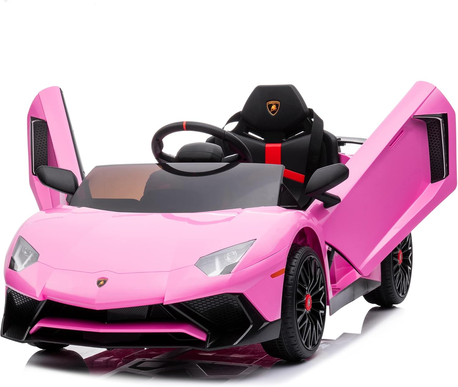 12V Licensed Lamborghini Aventador Battery Powered Sports Car Toy - Black Y842337