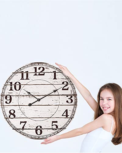 White Rustic Round Wooden Wall Clock T937697