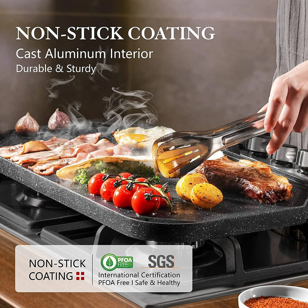 Nonstick Reversible Grill Griddle Pan, 19.5" x 10.7" H658