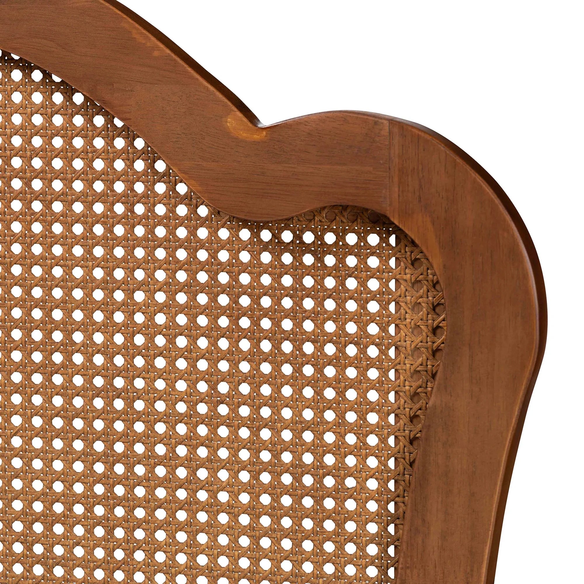 Ash Walnut Finished Wood Queen Size Headboard with Rattan A26517