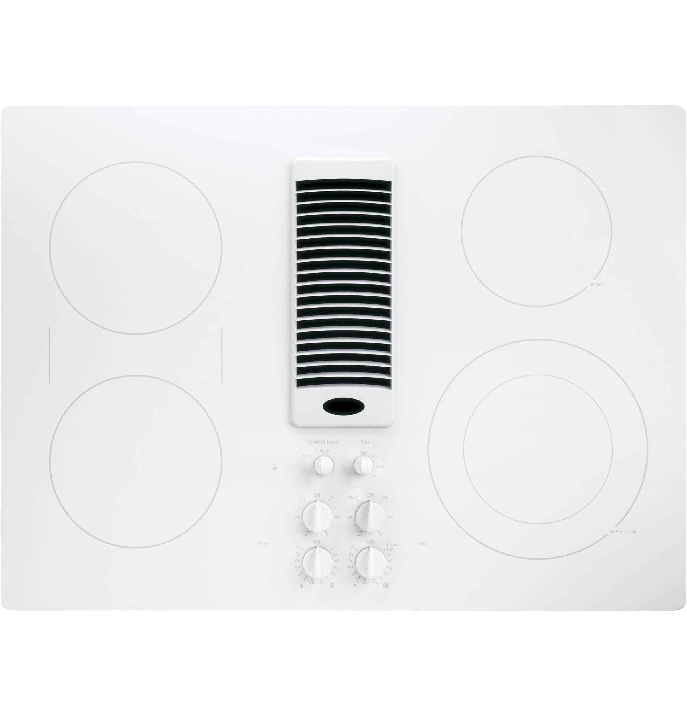 White 30 inch Downdraft Electric Cooktop D817