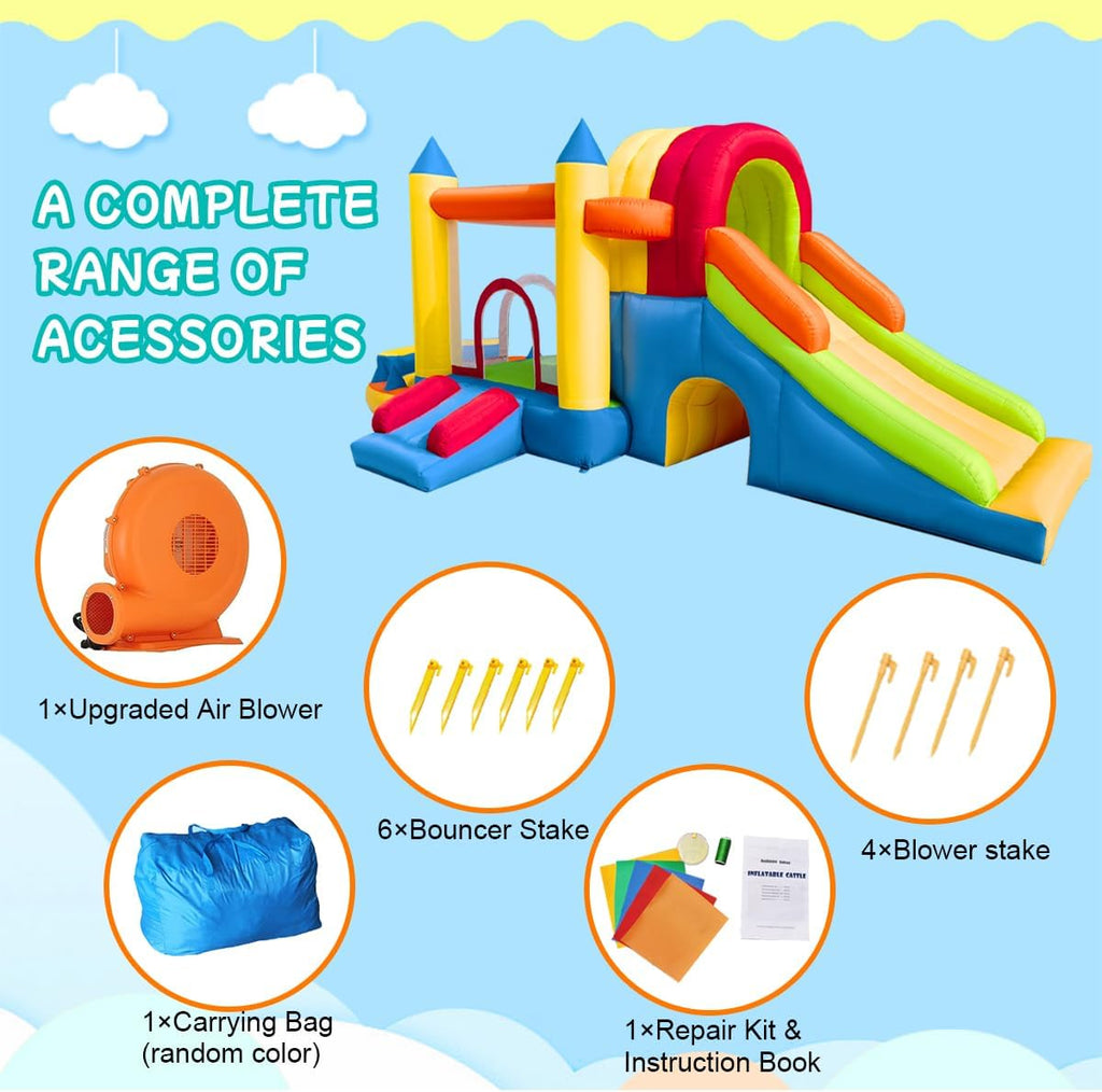 8 in 1 Large Inflatable Bounce Castle with Blower and Two Slides N121