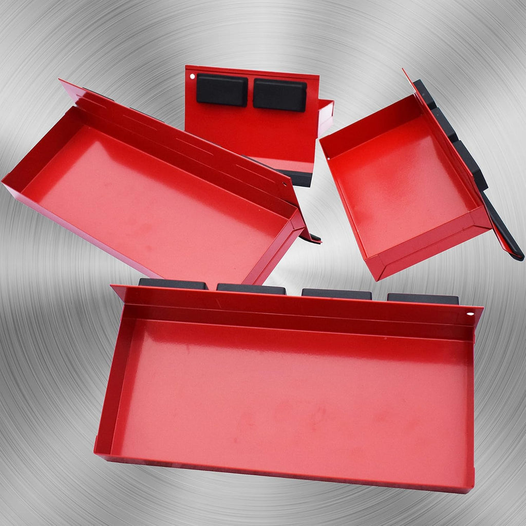 Magnetic Shelf 4-Pcs Set - Red Metal Tool Box with Strong Magnets - Pack of 2 U293