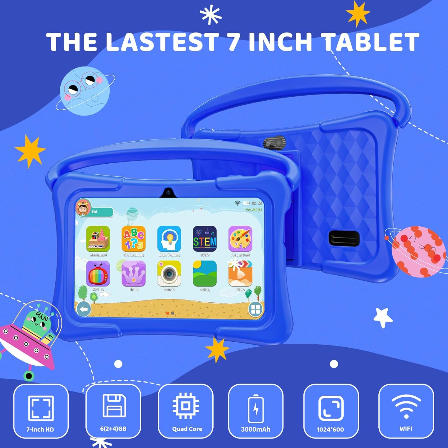 7 inch Android Tablet with 32GB, Bluetooth, WiFi, Dual Camera, Shockproof Case P98674