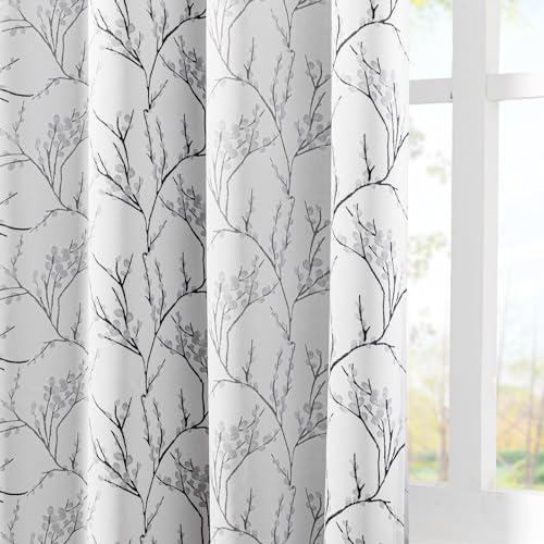 Brown Branch Print Thermal Insulated Curtain, 100Wx84L Inch, 1 Panel G40350