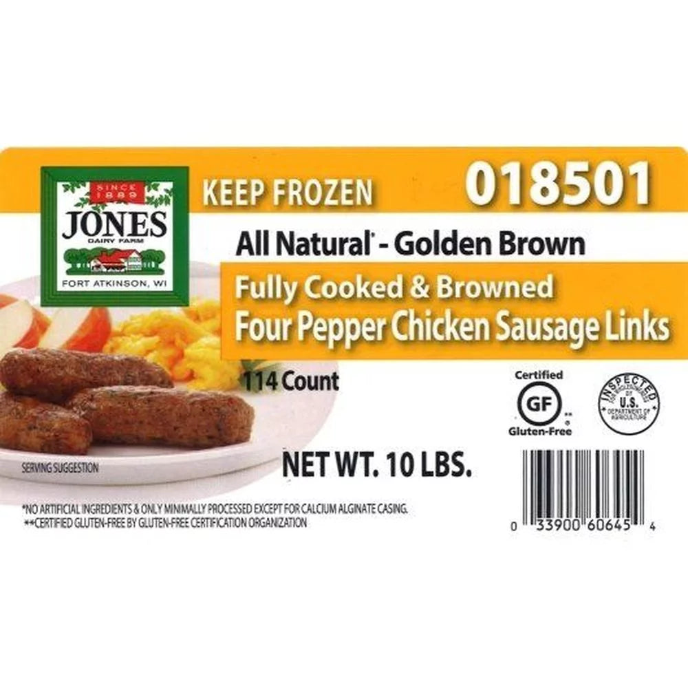All Natural Fully Cooked Four Pepper Chicken Sausage Links, 1.4 Ounce O7808
