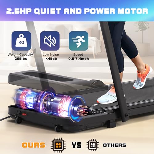 Walking Pad Treadmill, 2.5HP, 265 lb Capacity with Remote Control S501114