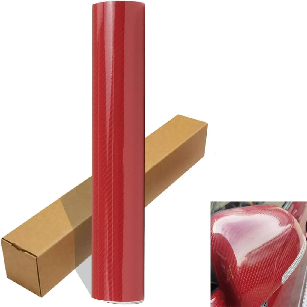 Red Carbon Fiber Vinyl Wrap 10ft x 1ft Self Adhesive Film T211