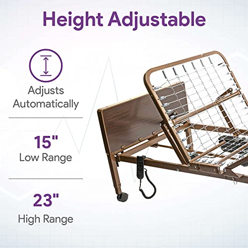 36" x 80" Adjustable Height Electric Hospital Bed with Foam Mattress and Half Rails A837
