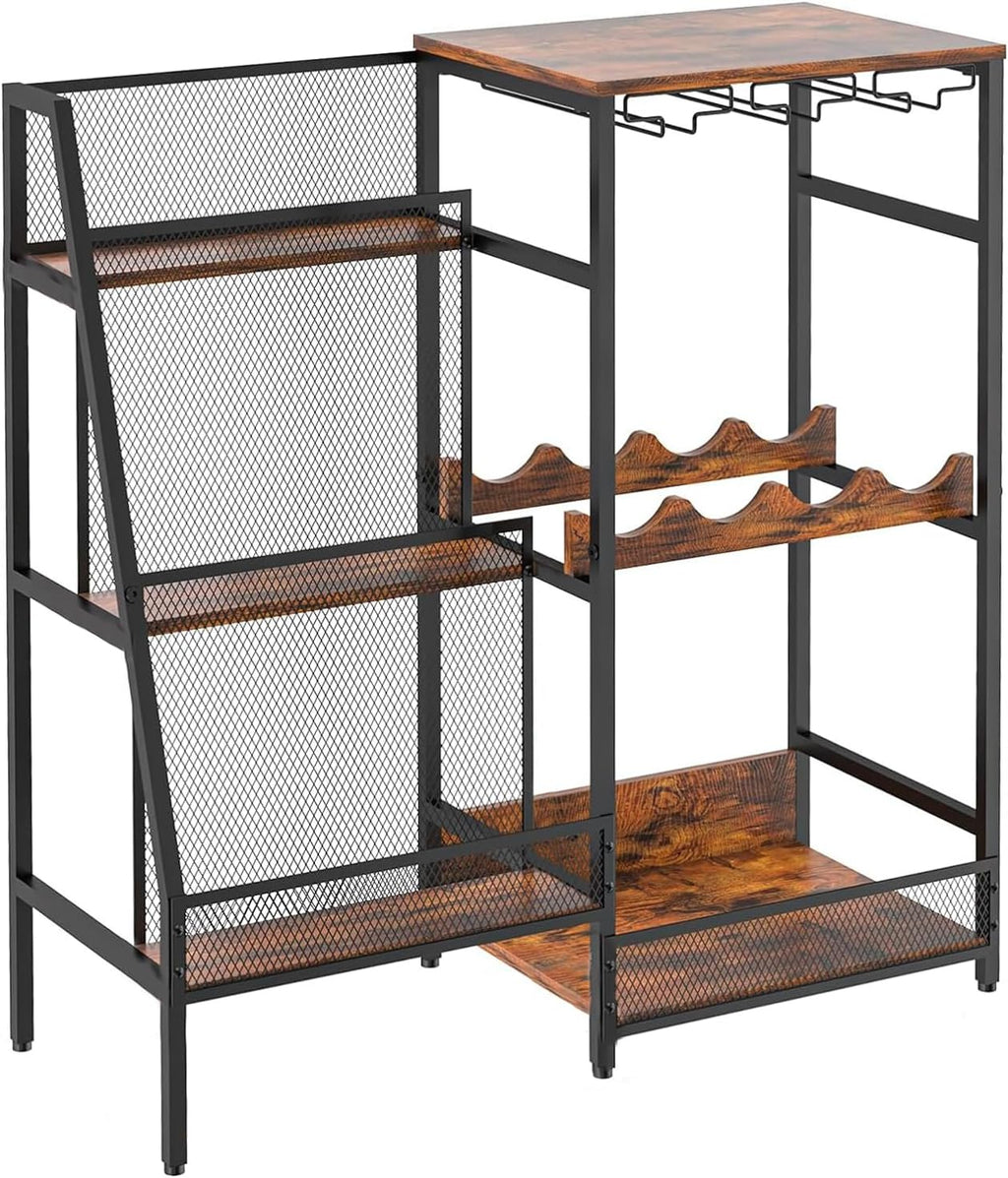 Rustic Brown 3-Tier Floor Liquor Cabinet H233049