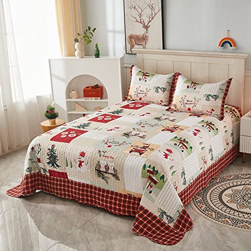 White Queen Christmas Quilt Bedspread Set T203285