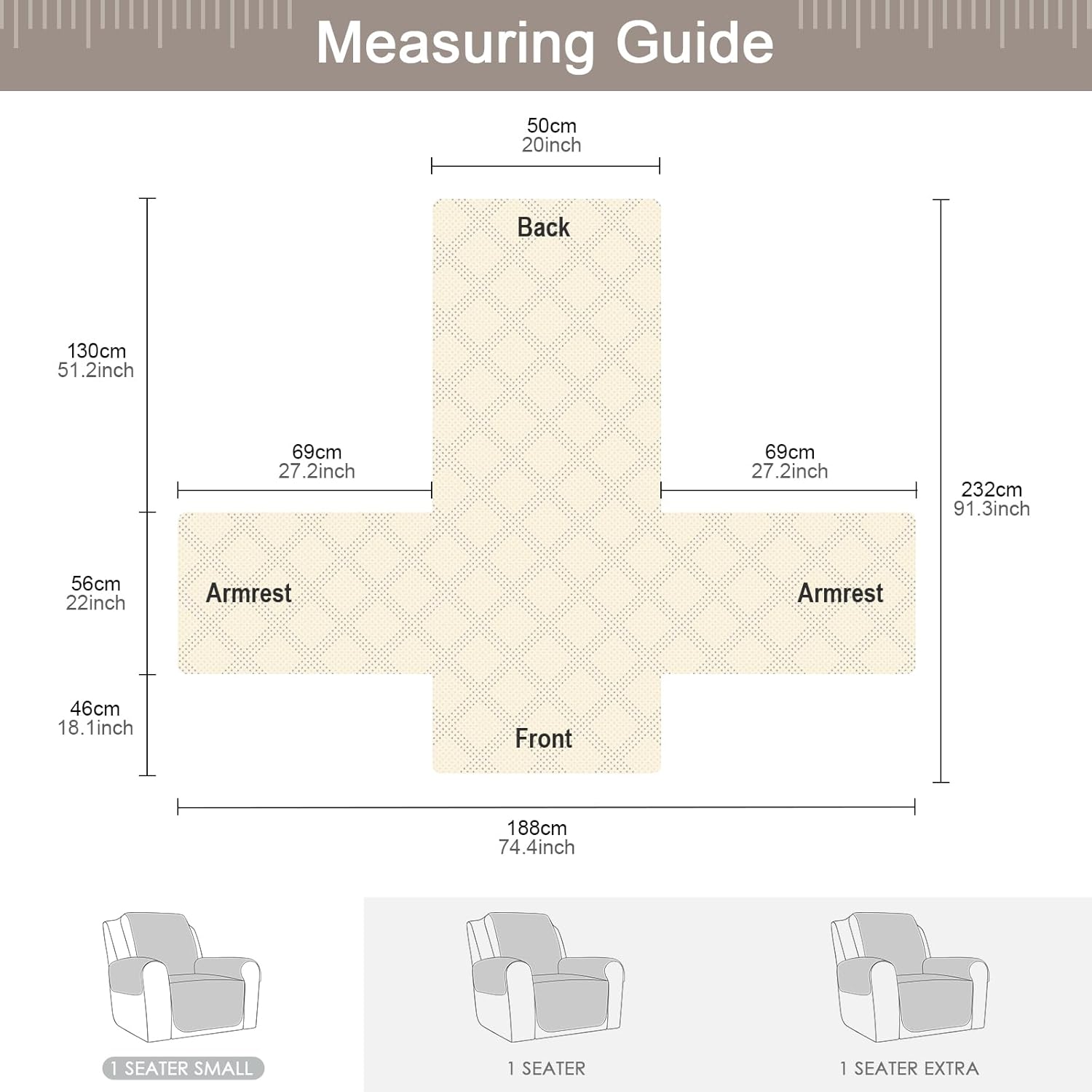 Light Brown Recliner Chair Cover H453332