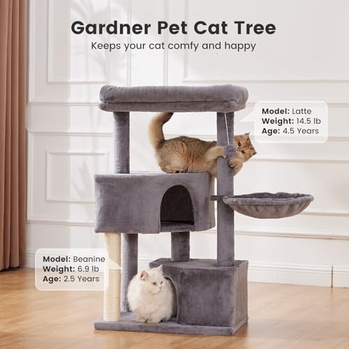 41" Tall Cat Tree with 2.8in Posts & Washable Top Perches A3903