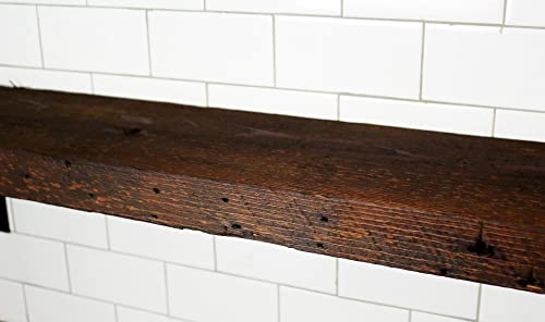 Reclaimed Wood Wall Shelf with Steel Angle Brackets, 36" L x 6" D, Unfinished Z4419
