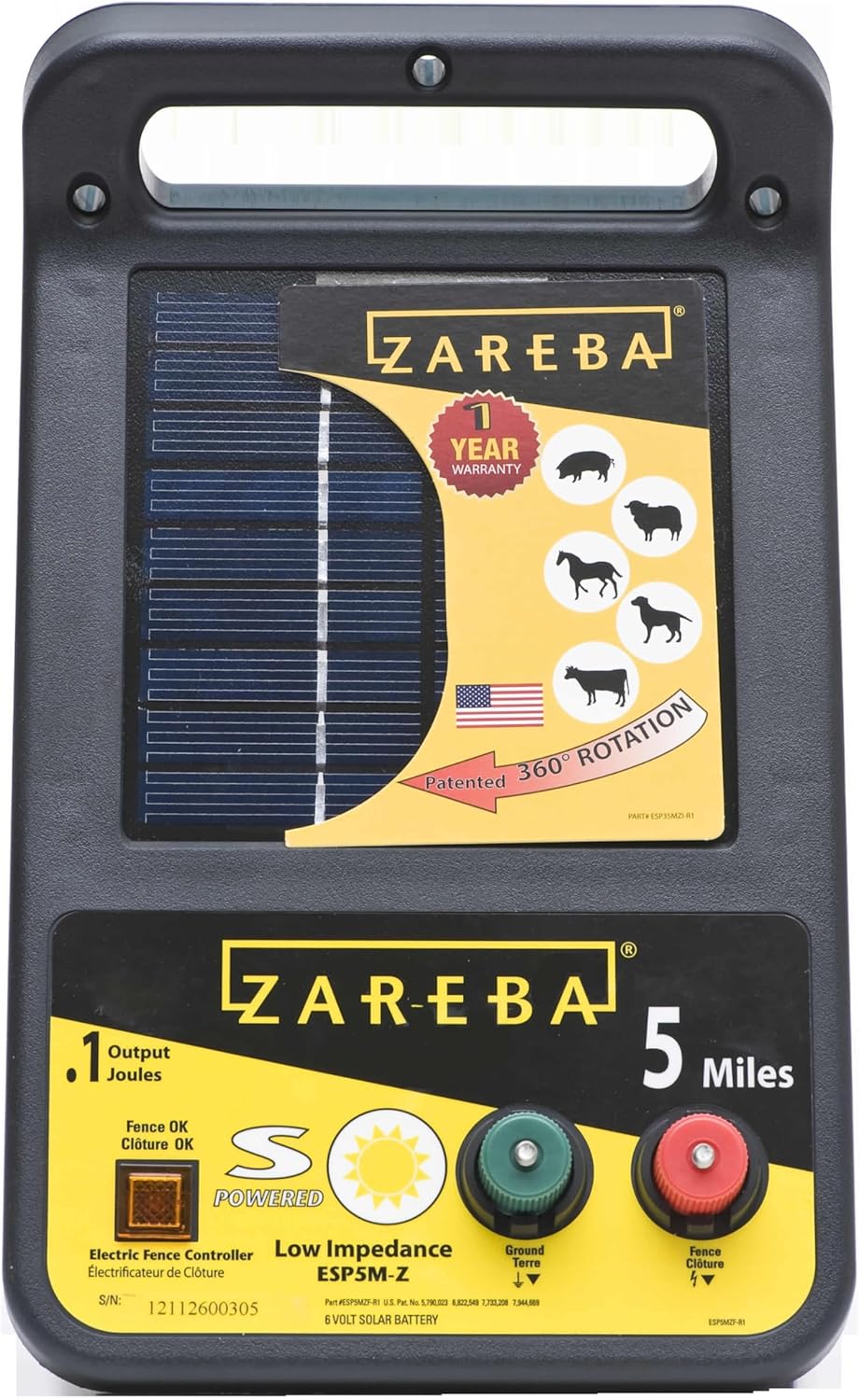 Solar Powered Electric Fence Charger 5 Mile R153562