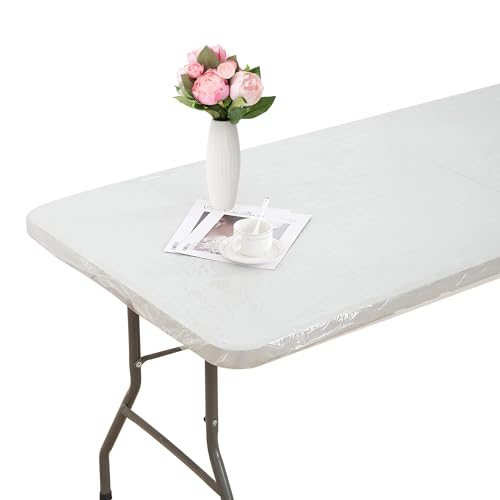 Clear Vinyl Oblong Fitted Tablecloth (8Ft - 30 * 96 inch Rectangle) L926735