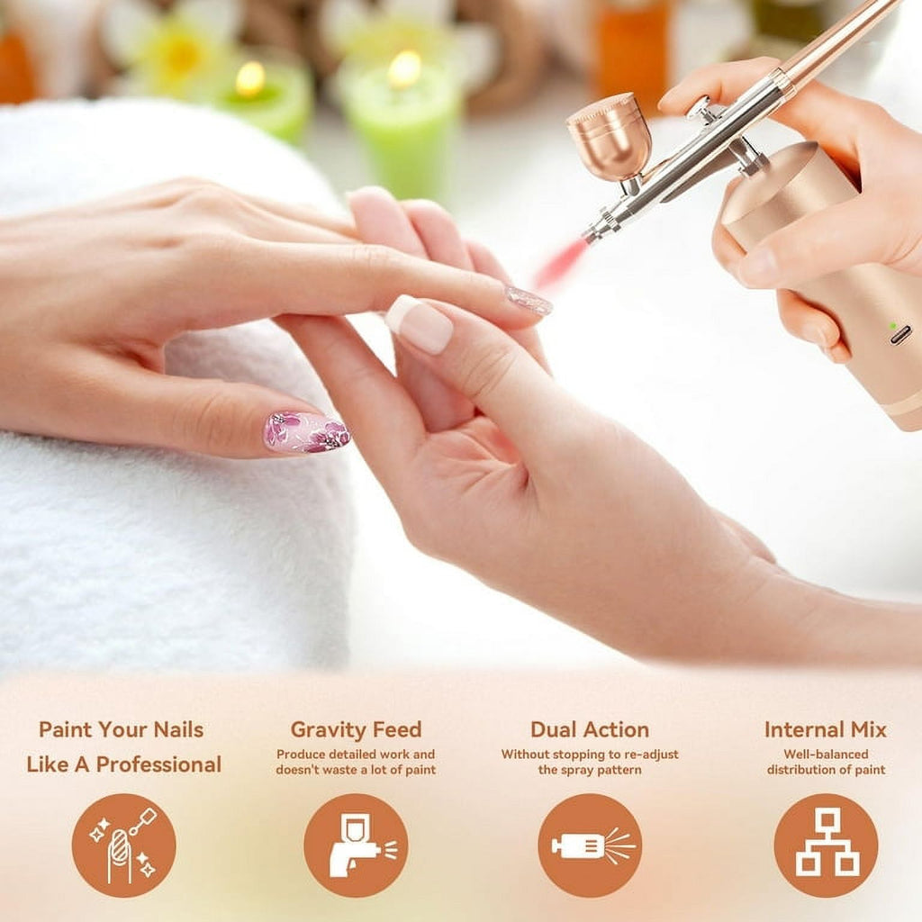 Handheld Cordless Dual-Action Airbrush Kit with 0.3mm Nozzles H3924