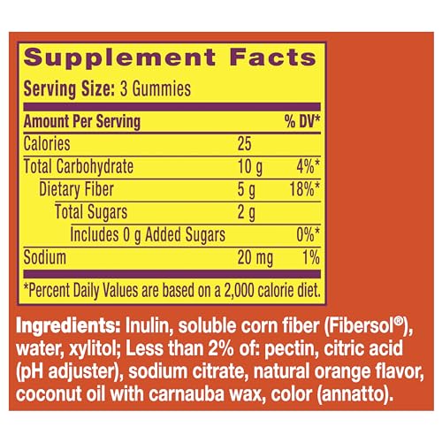 120 Count No Sugar Added Orange Flavor Fiber Gummies P528