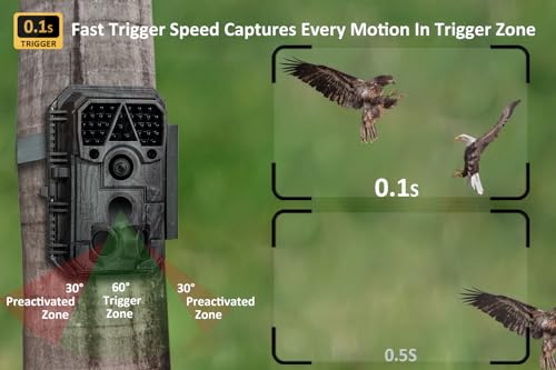 64MP 1296p No-Glow IR Night Vision Motion Activated Waterproof Trail Camera V88102