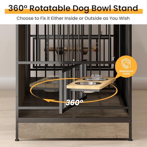 Rustic Brown Double Dog Crate Furniture with Divider E43916