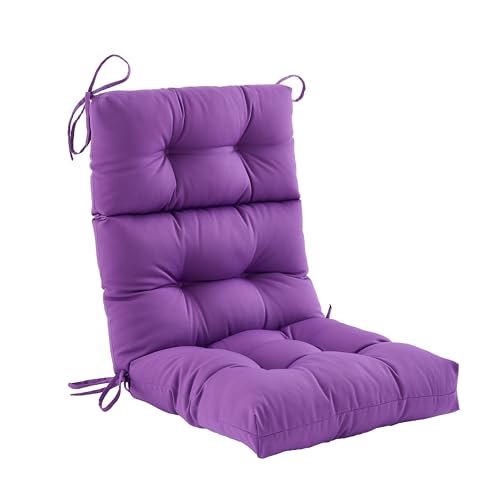 Purple Water Resistant Tufted High Back Chair Cushion with Ties N5678