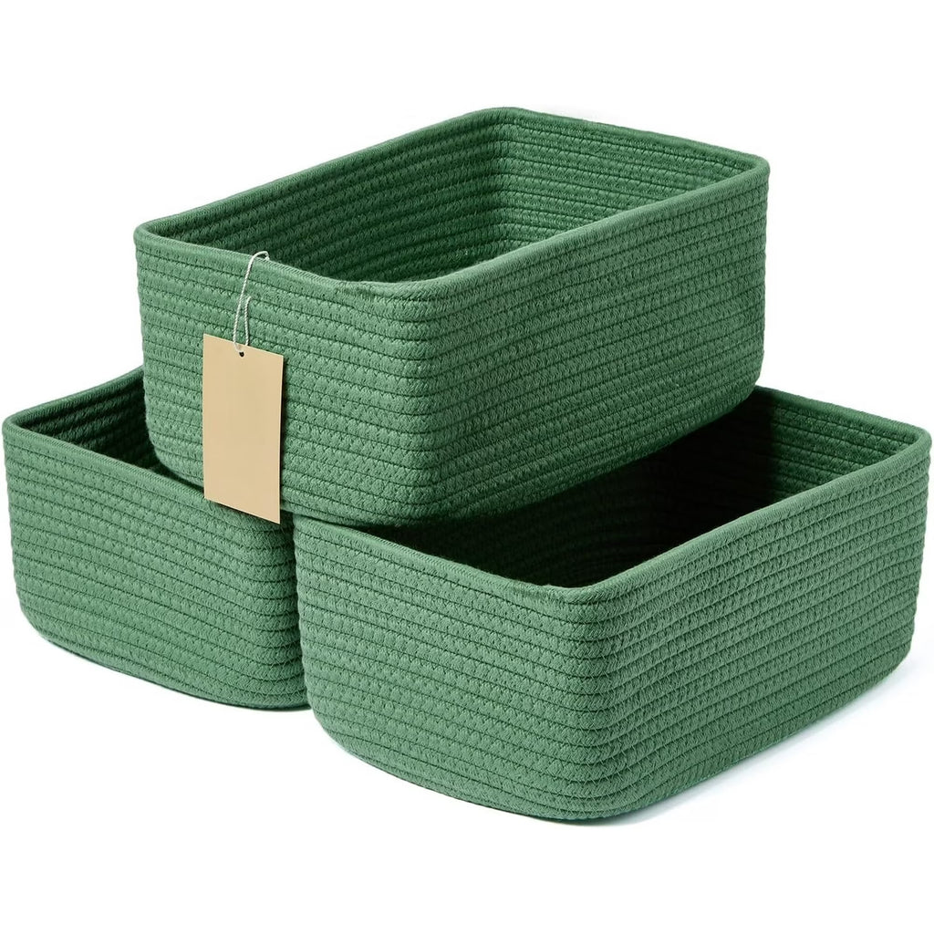 Small Storage Baskets 3 Packs Green 11.5x7.5x4.7” S645