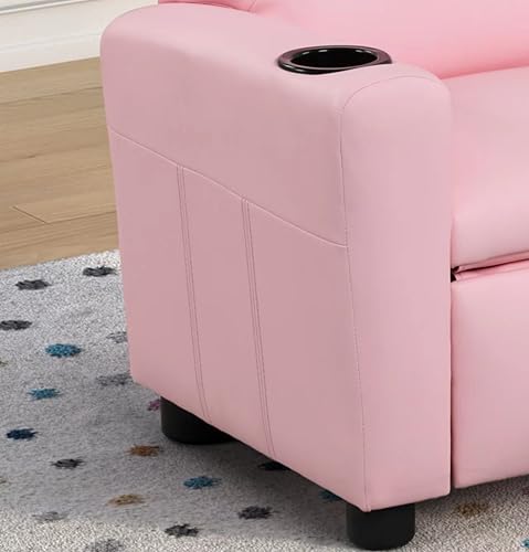 Pink PU Leather Kids Recliner Chair with Cup Holder K955