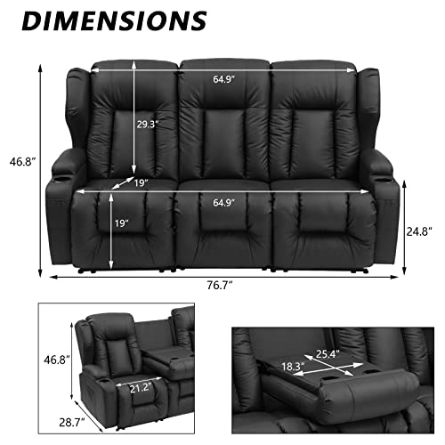 Beige Faux Leather Manual Reclining Loveseat with Console C881425