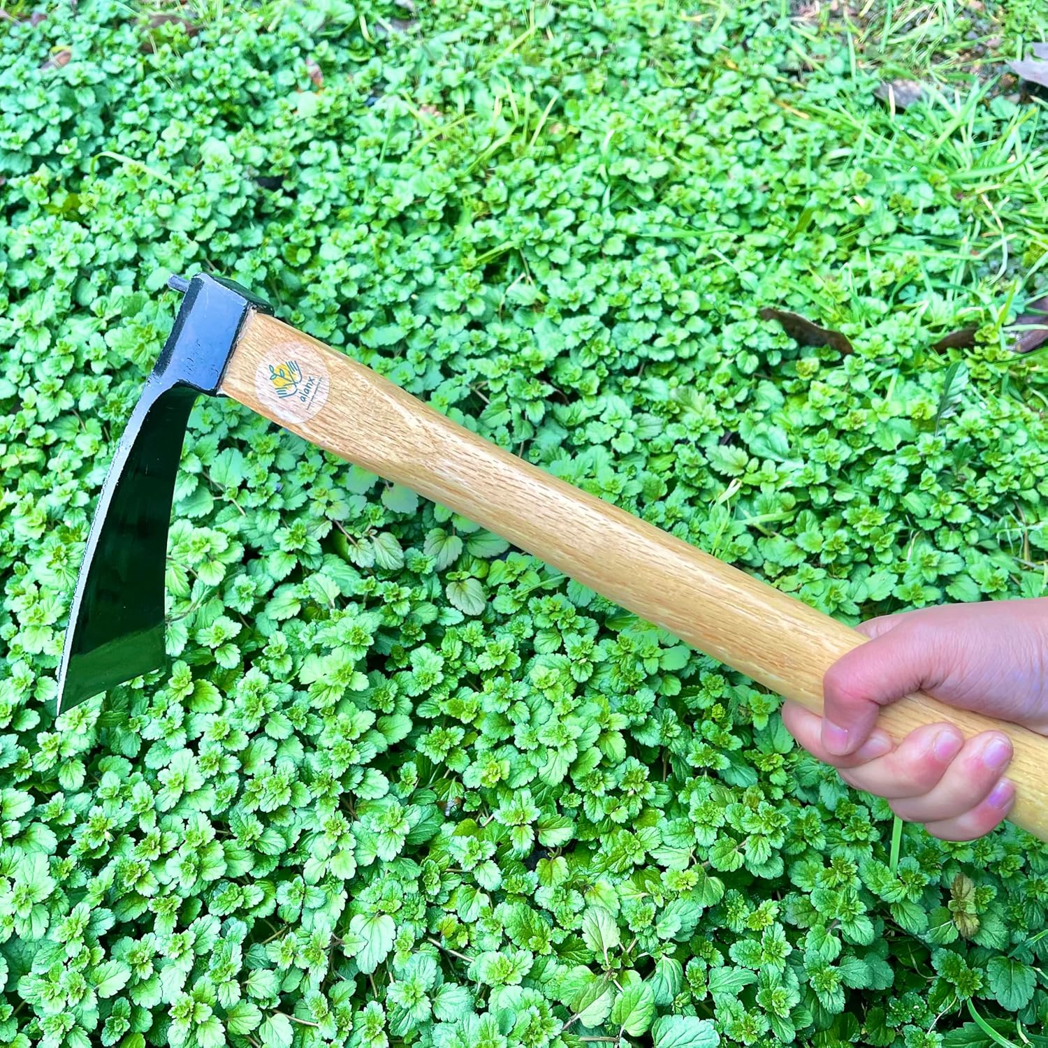 14 Inch Wide Japanese Carbon Steel Garden Hoe with Oak Wooden Handle I88542