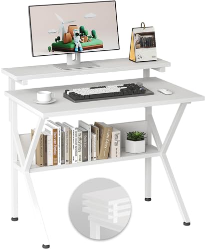 Small Desk with Adjustable Monitor Stand, Grey M4242