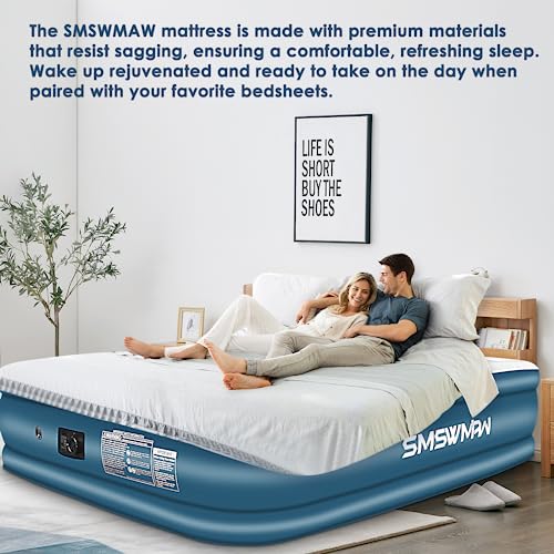 Queen Air Mattress with Built in Pump, 18" Elevated Inflatable Blow Up Mattress E603