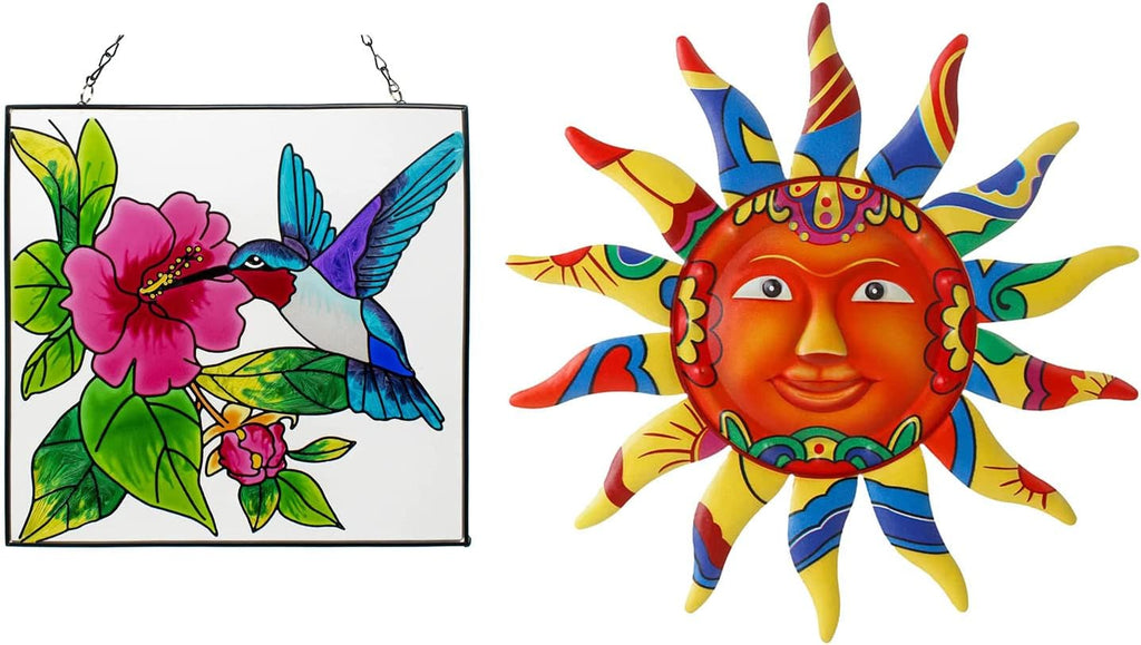 Hummingbird Stained Glass Window Hangings with Metal Chain E66090