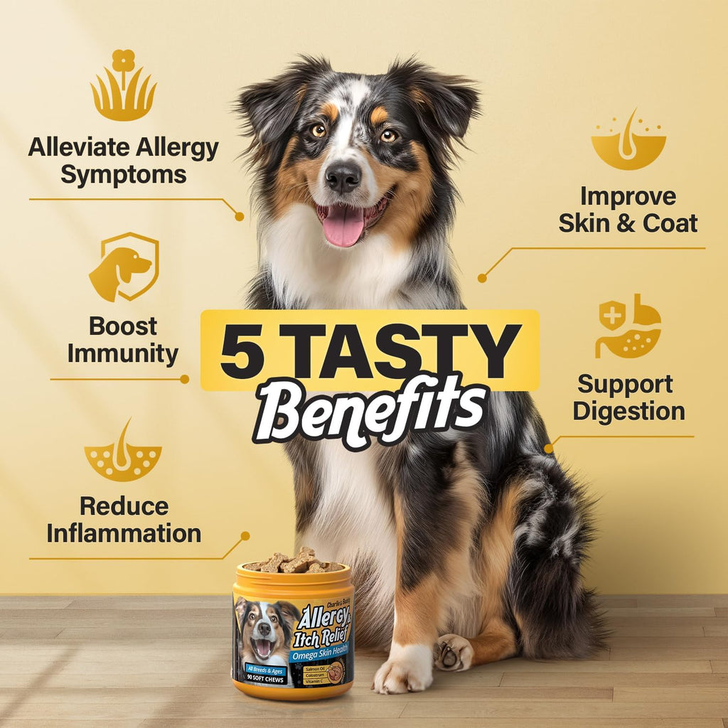 90 Soft Chews Chicken Flavor Dog Allergy Chews with Omega 3 Fish Oil U521805