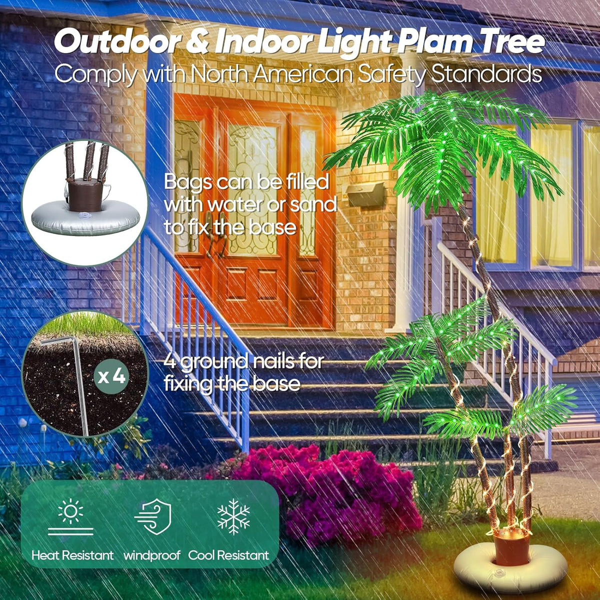 6FT 3 Trunks Artificial Palm Tree Q5635