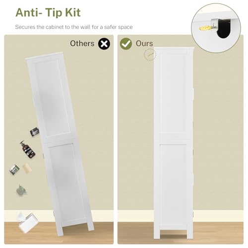 White 67" Storage Cabinet with 4 Doors and 2 Adjustable Shelves S4660