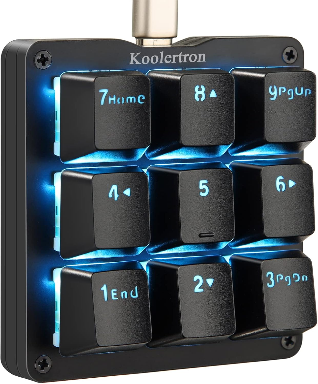 One Handed Mechanical Keyboard with RGB LED Backlit 9 Programmable Keys Blue Switches W708
