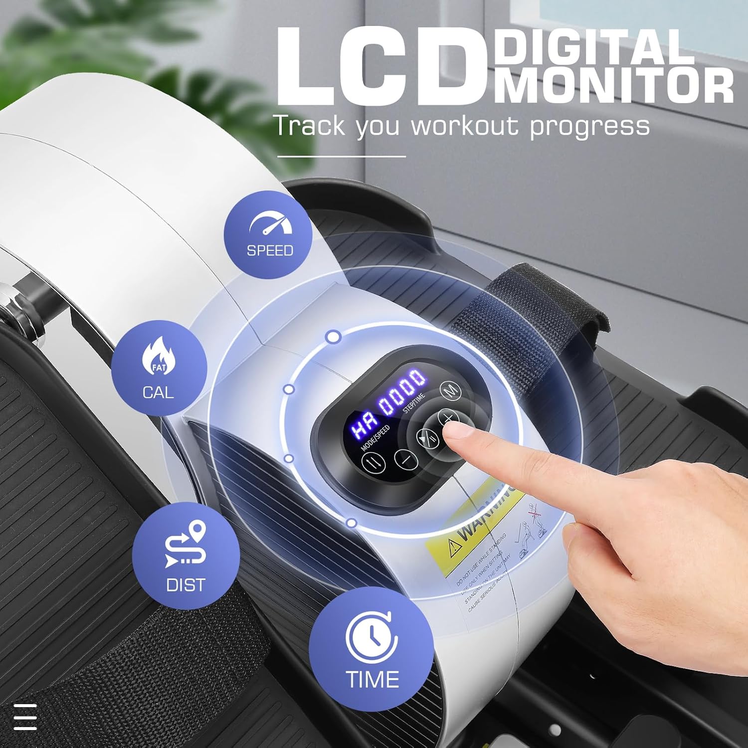 Under Desk Elliptical, Electric Seated Foot Pedal Exerciser with LCD Display Monitor, Remote Control D9166