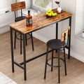 Rustic Brown 3 Pieces Bar Table Set with 2 Stools J7694