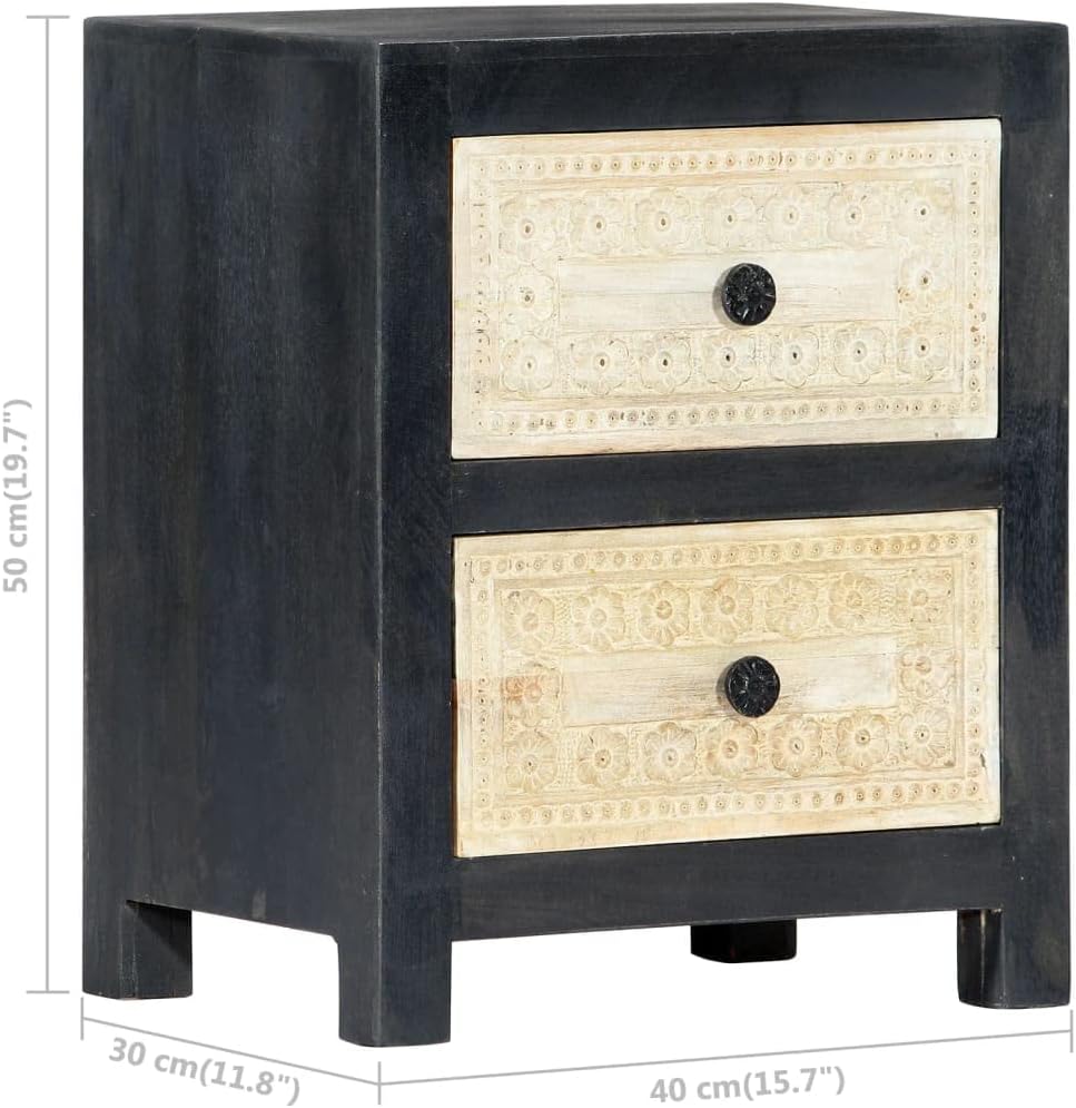 Gray Solid Mango Wood Bedside Cabinet 15.7"x11.8"x19.7" X63753