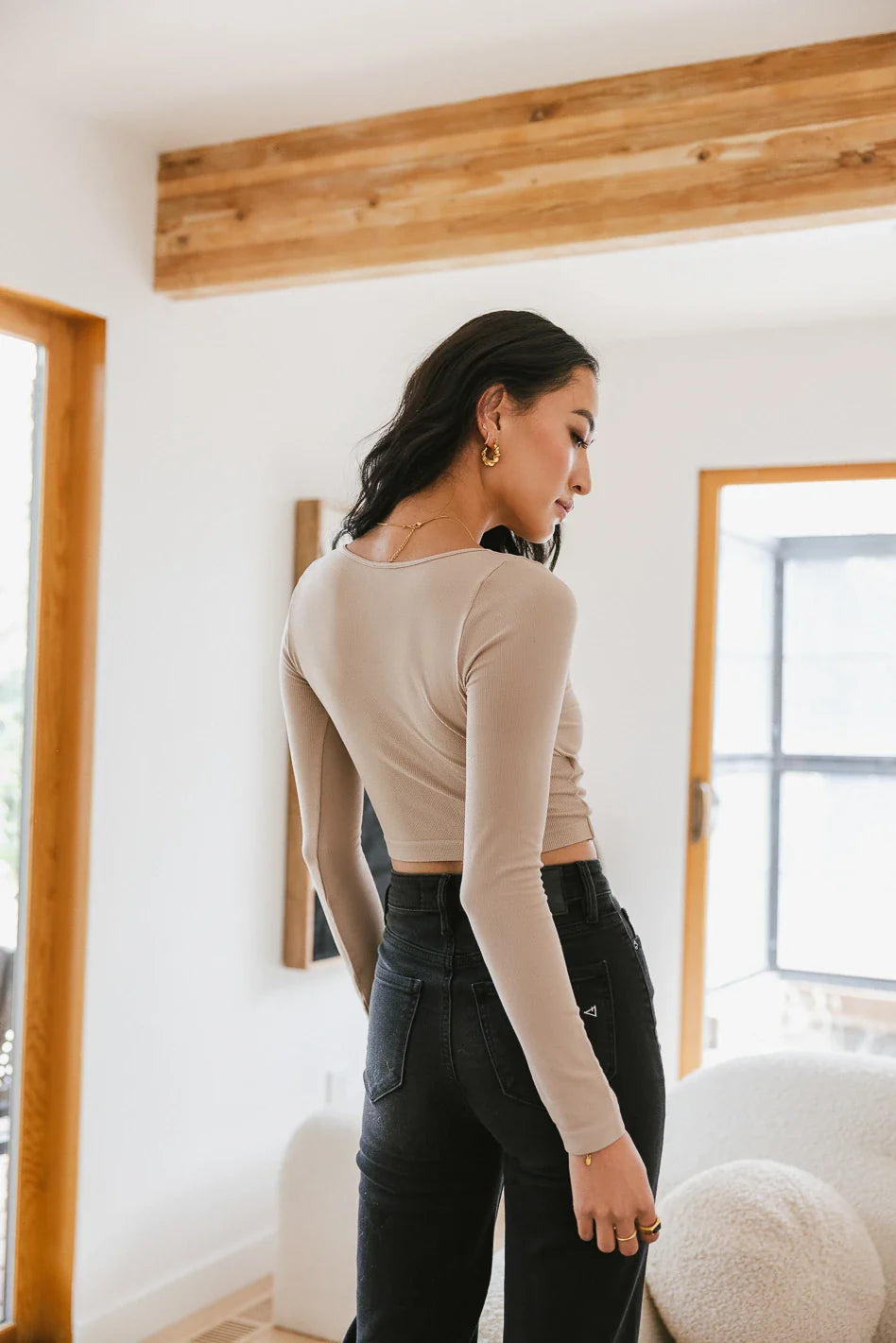 Mocha Surplice Crop Top J974950