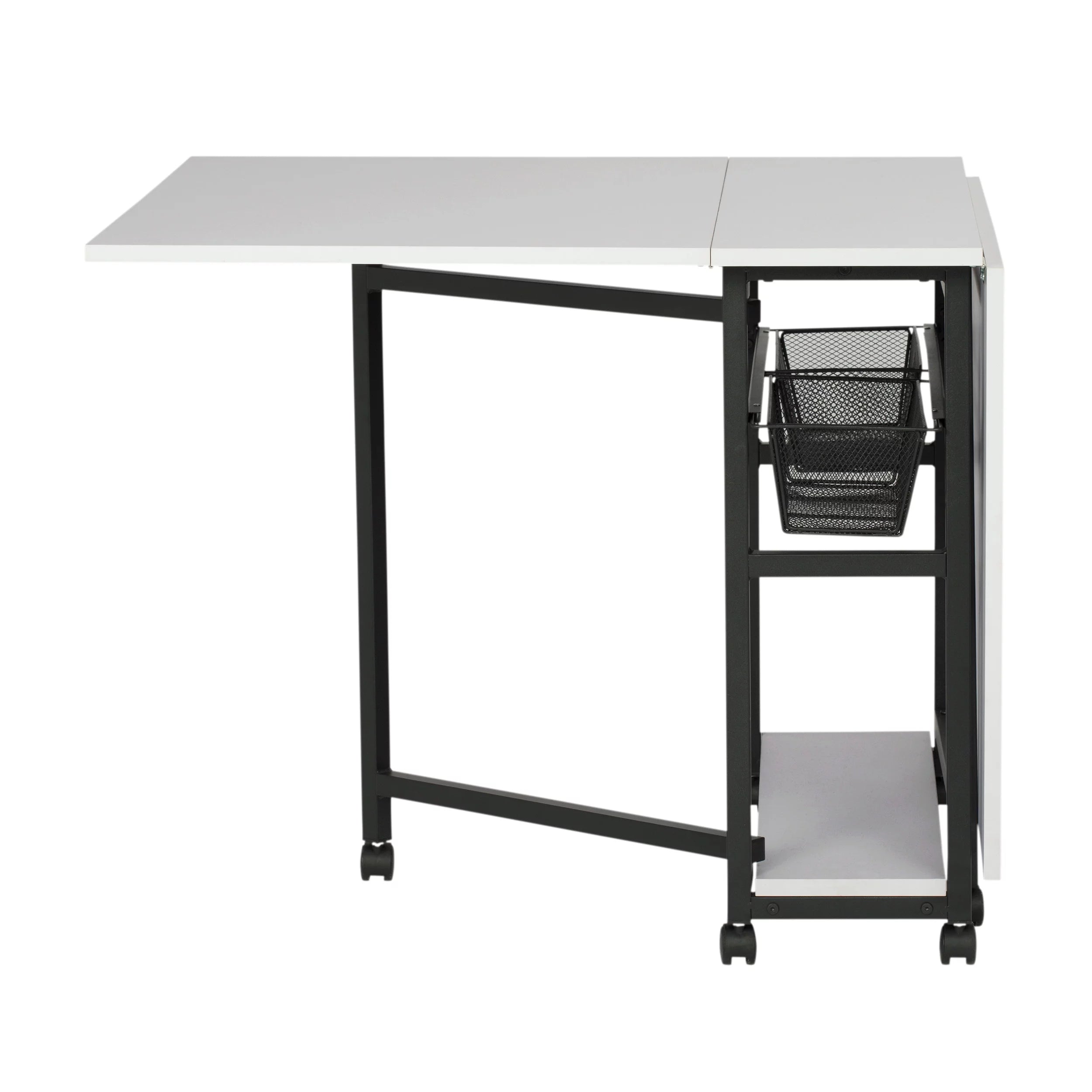 Charcoal White Mobile Fabric Cutting Table with Storage 30" H P7816